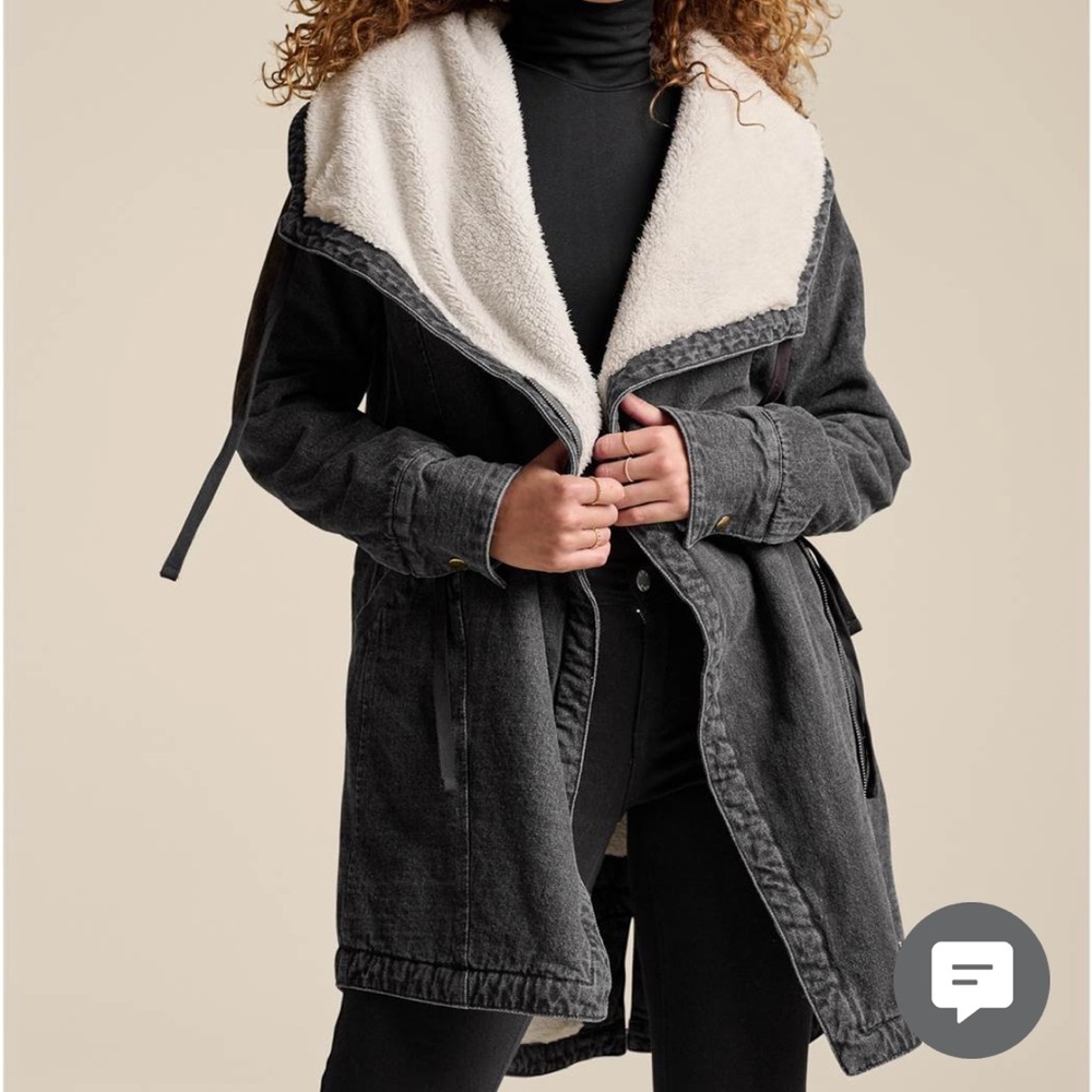 *black* sherpa lined denim coat 🧥